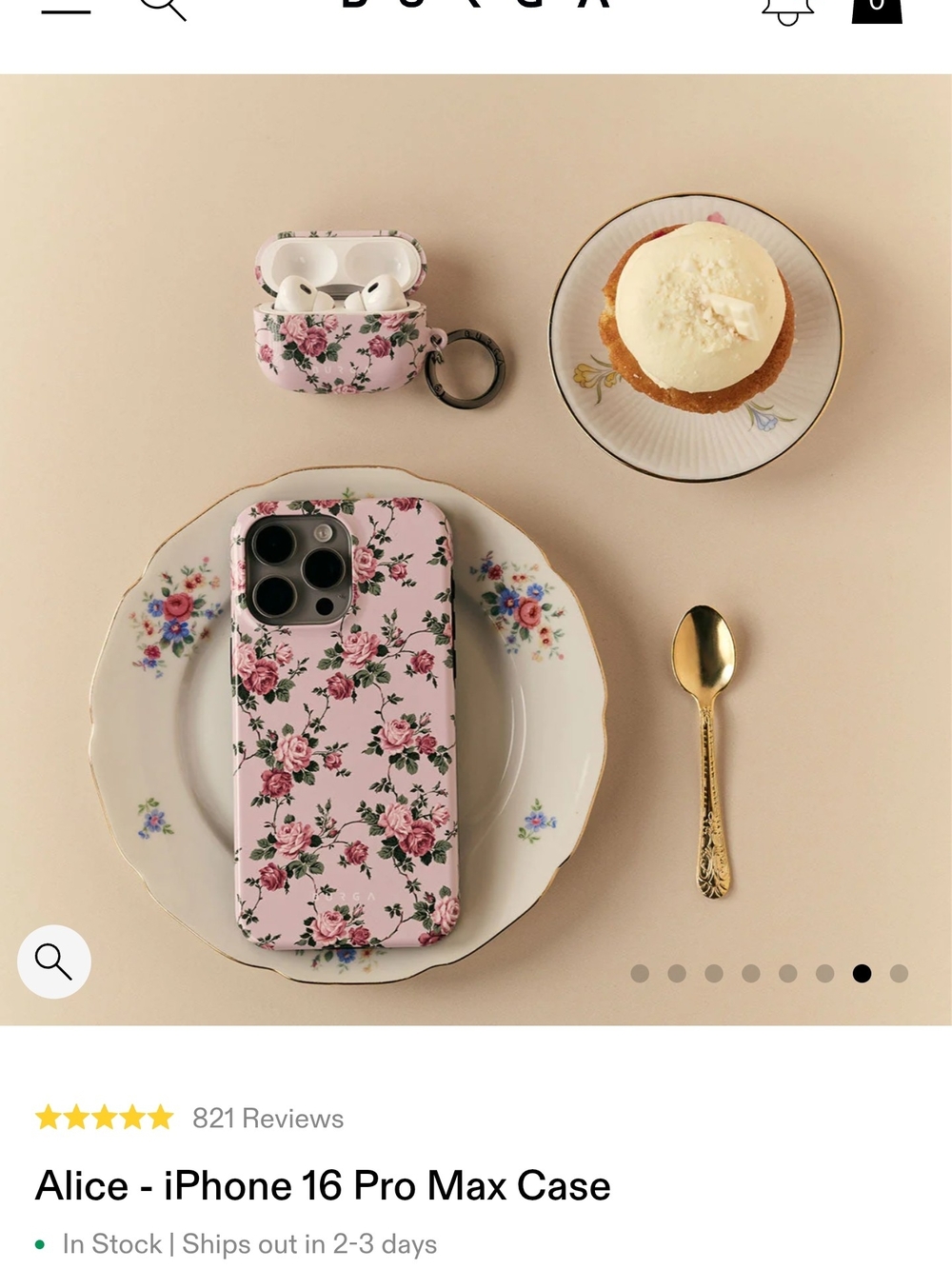 Alice Floral iPhone 16 Pro Max Case — Pink Rose Pattern - Tough MagSafe - Picture 7 of 7
